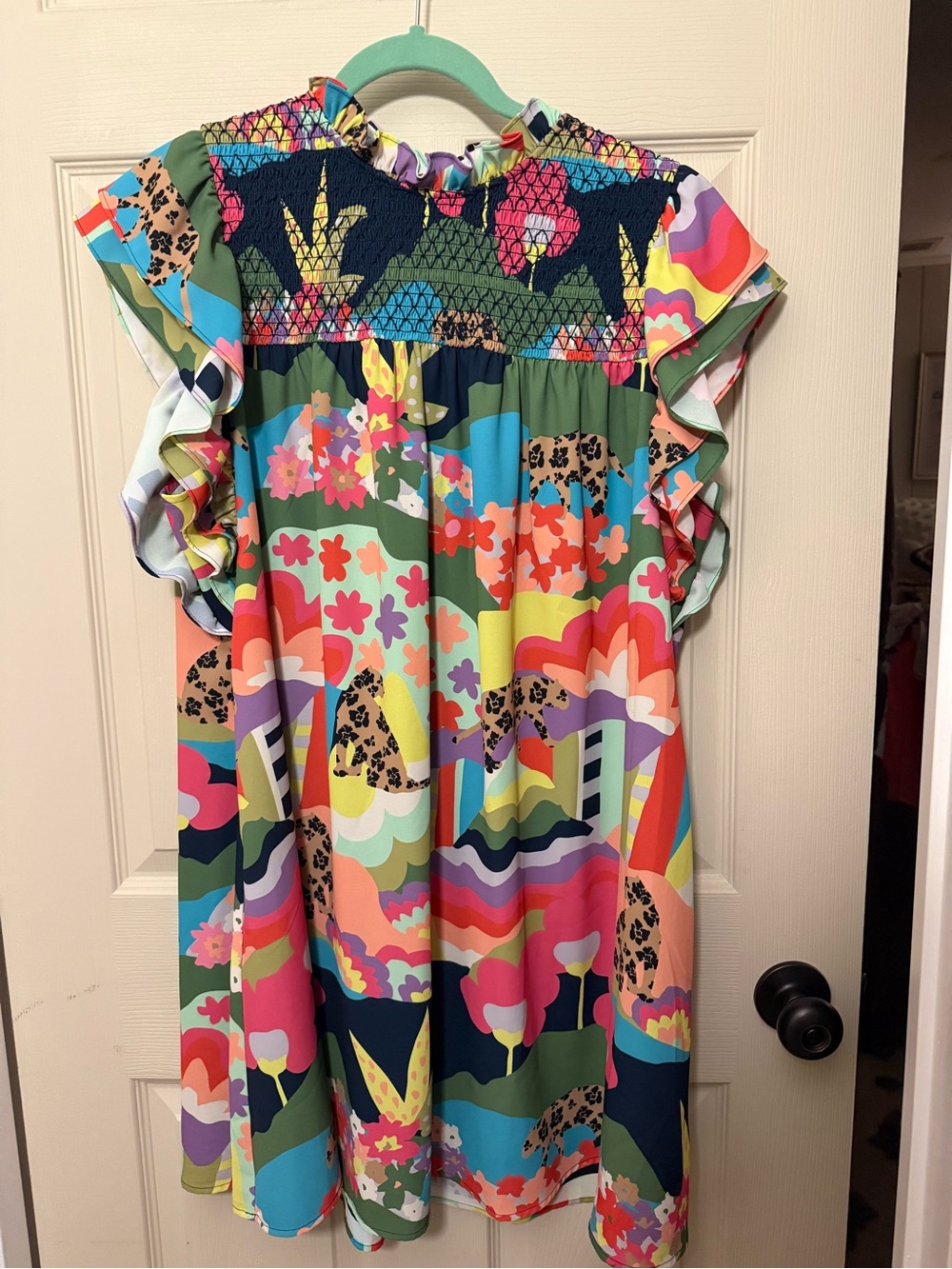 Crosby by Mollie Burch Colorful Floral Ruffle Sleeve Dress